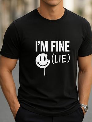 Es geht mir gut (Lüge) T-Shirt Dunkler Humor Smiley Gesicht Grafik T-Shirt Lustiges Unisex Tee Unisex T-Shirt