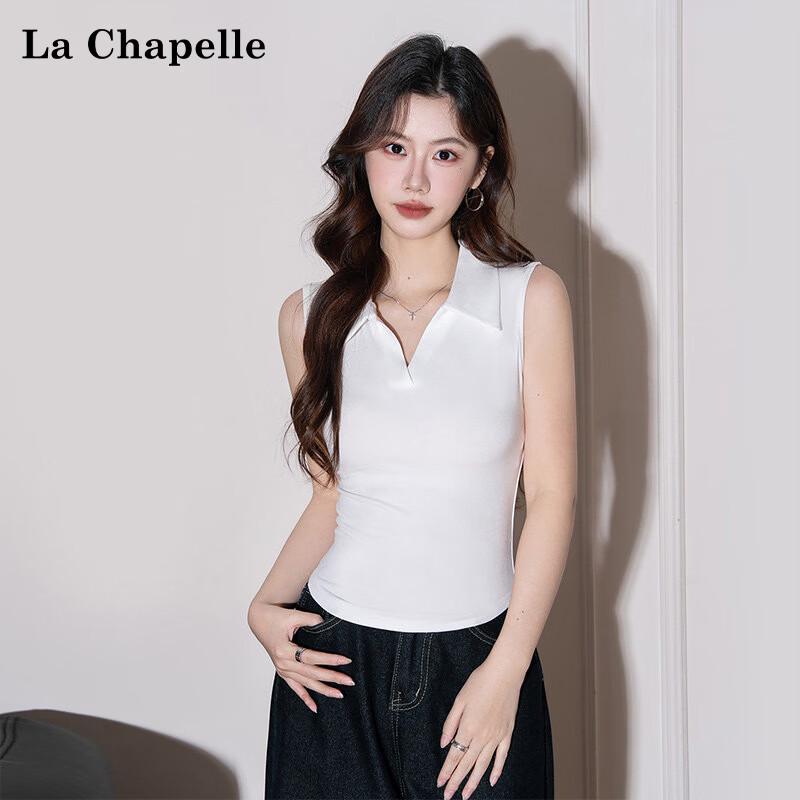 La Chapelle Polo Collar Sleeveless Tank Top