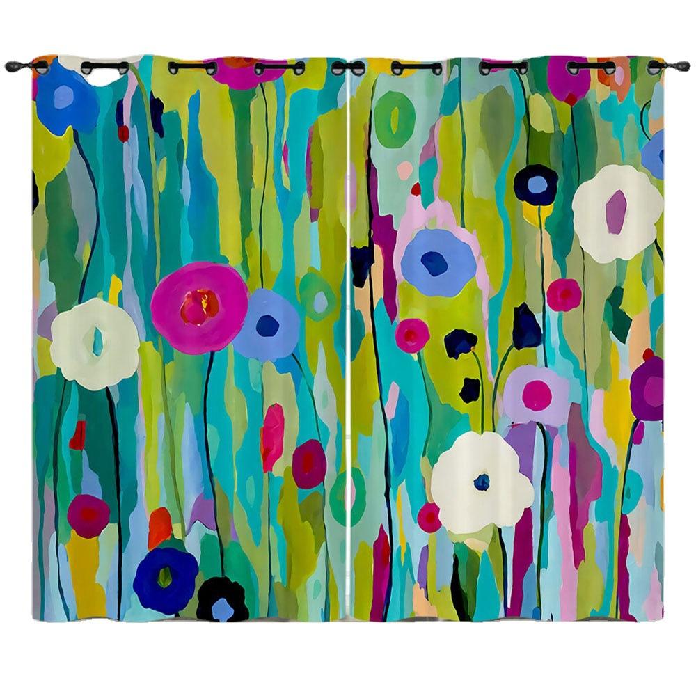 Vorhang Graffiti Blumen Und Pflanzen 3D Digitaldruck Verdunkelungsvorhang Ösen