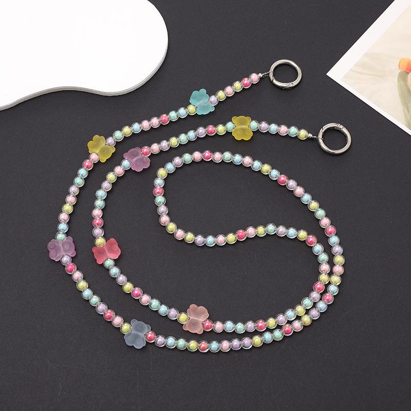 Yi Lian Acrylic Beaded Phone Chain: Pearl Crossbody Strap Charm for Women