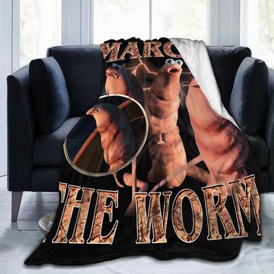 Marcus The Worm Funny Meme Wool Blanket  Vintage Throw Blankets for  Sofa Bedding Lounge 150*125cm Plush Thin Quilt