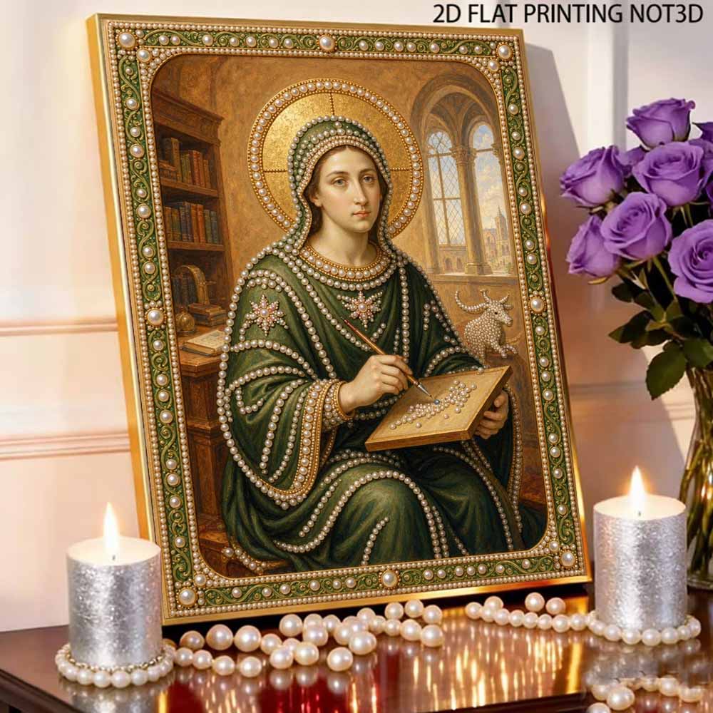 Stretched Frame Pearl Art Kit Saint Woman Painting DIY Sparkling Bead Canvas Creative Leisure Craft for Home Decor