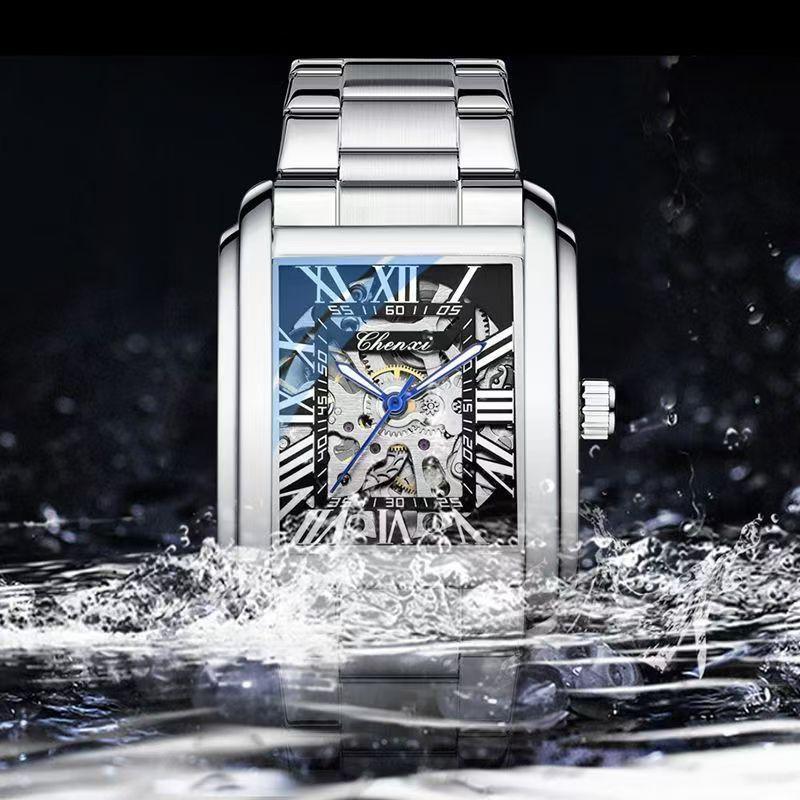 Chenxi Relógio Automático de Ouro de Luxo Masculino Business À Prova d'Água Esqueleto Tourbillon Mecânico de Pulso