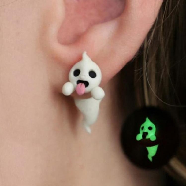 Practical Ghostly Ear Accessories Sturdy Soft Clay Earrings Accessory with Persistent Nighttime Fashion Accessory