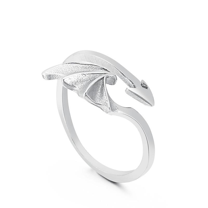 Arrow Wings Stainless Steel Devil's Feather Couple Ring