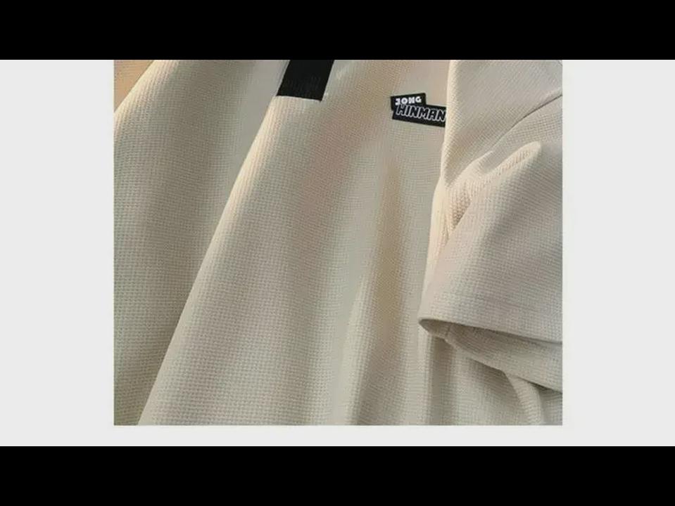 Men's Retro Waffle Polo: Short Sleeve Lapel Shirt for Summer Couples