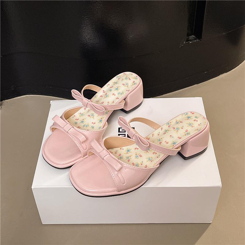 Beautiful Fish Mouth Cool Slippers Women's Summer Wear 2025 New Fashion Fairy Style with Skirt Thick Heel High Heels Women