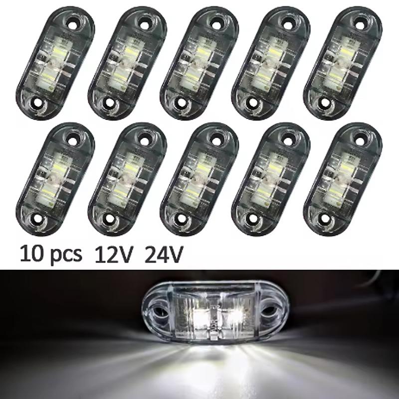 10Pcs Led Side Marker Lights 12v 24v Trailer Trucks Car Warning Lamp Clearance Signal Strobe Light Waterproof Oval Amber Lamp
