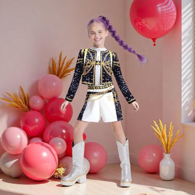 Yousheng Pop Singers Cosplay Costume Stage Performance Outfits Girl Dance Troupe Attire for Kids Halloween Carnival Costume Party Dress-up