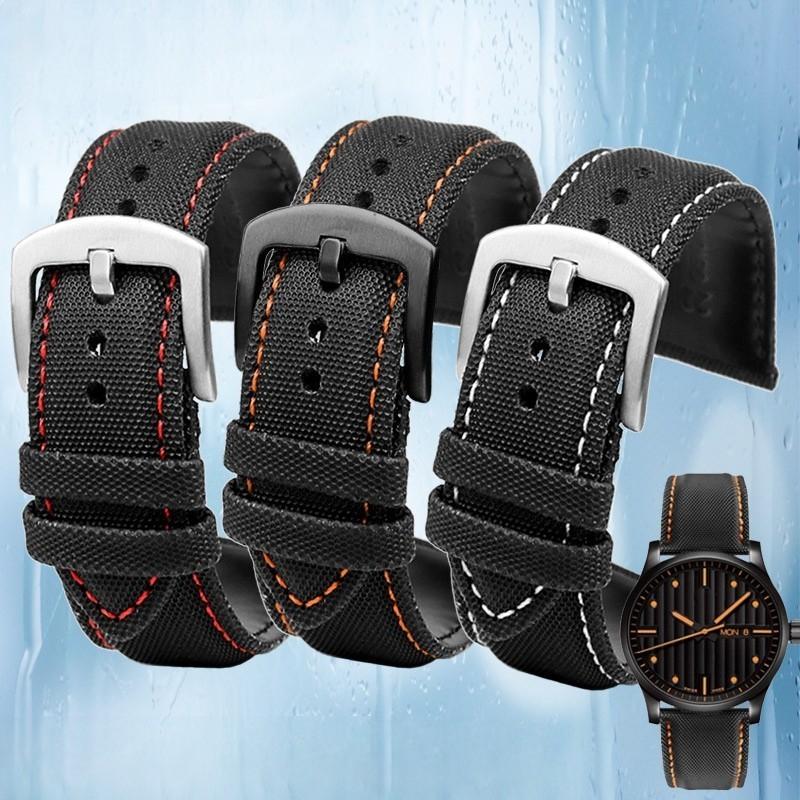 20mm 21mm 22mm 23mm 24mm For Tag Heuer Tissot Citizen Tudor Diving Nylon Leather Strap Diving Watch Band Men's Canvas Bracelet