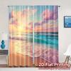 2Pcs, 2D Flat Printing Curta (Without Rod) Ocean Sunrise(1) Popular Curtain Polyester Curta Outdoor Decorations For