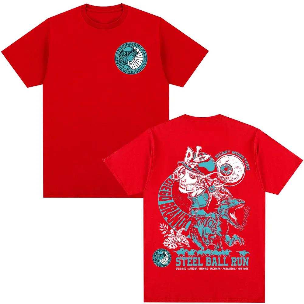 Anime Jojo Bizarre Adventure T-shirt STEEL BALL RUN Diego Brando Manga Graphic T-shirts Men Women Cotton Casual Tshirt