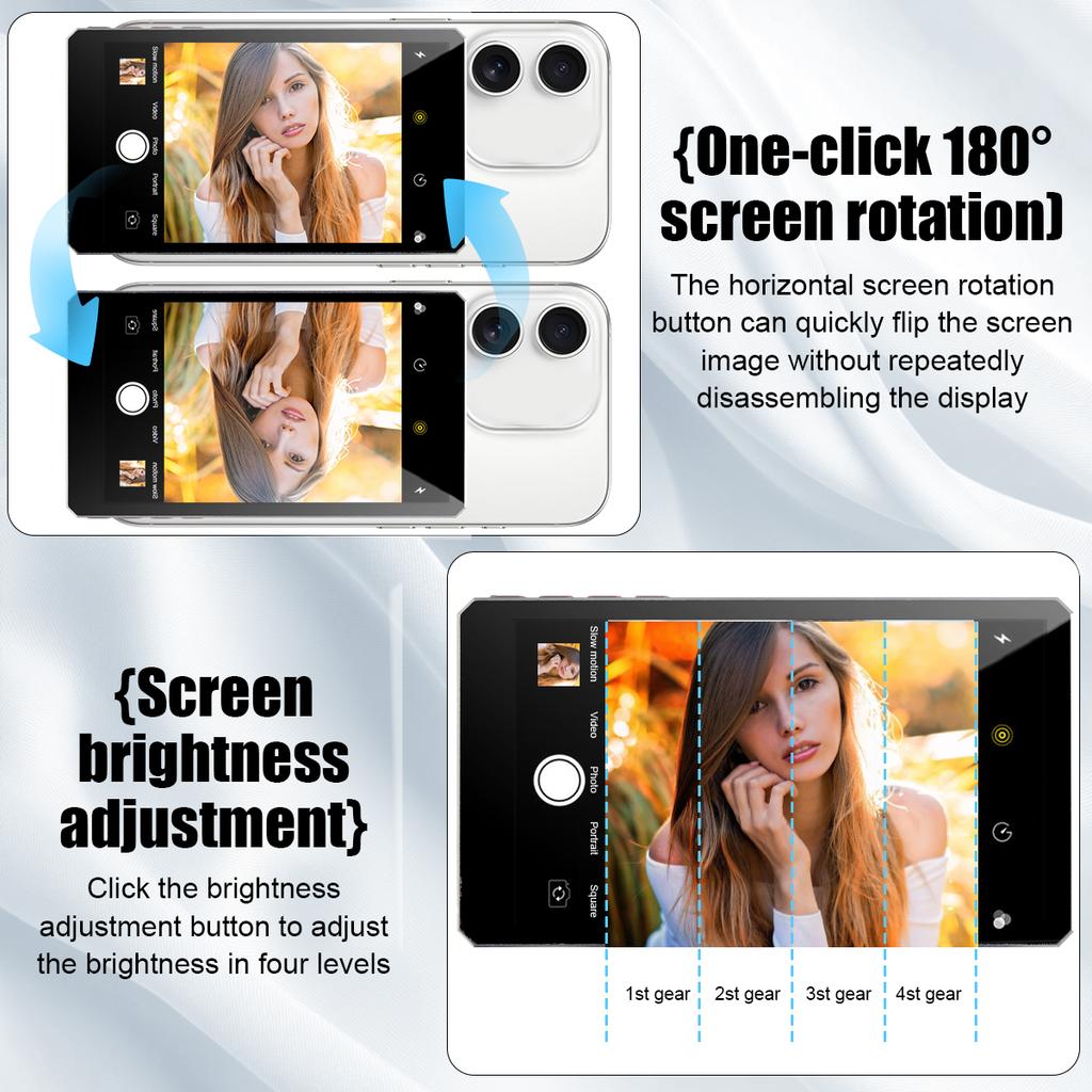 Magnetic Mobile Phone Selfie Monitor Screen For Smartphone Rear Camera Live Selfie Video Streaming for iPhone Android