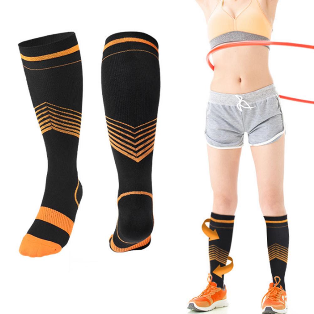 4 Paires Chaussettes de Compression pour Hommes et Femmes Chaussettes Montantes Rayées Chaussettes de Sport pour Athlétisme Extérieur Randonnée Course Cyclisme
