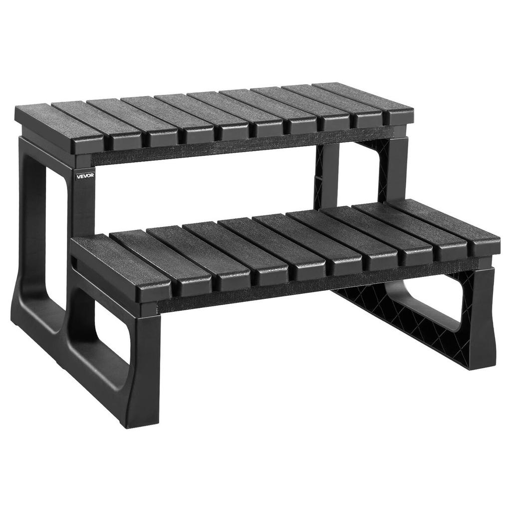 Hot Tub Step, 2-Step Spa Outdoor Stairs, Heavy Duty 599.5 mm Wide PP Above-Ground/Inflatable Pool Ladder with 145.2 kg Weight Capacity, Multi-Use for