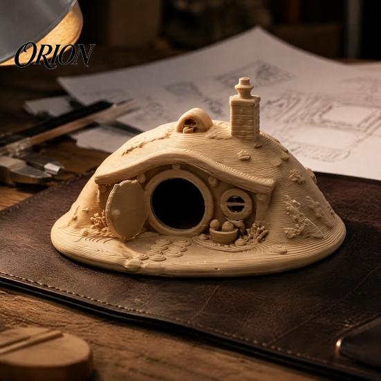 Hobbit House Ornament 3D Printed Fantasy for Small Pet Shelter, Realistic Texture Animals Hideout, Miniature Micro Landscape Halloween Home Decoration