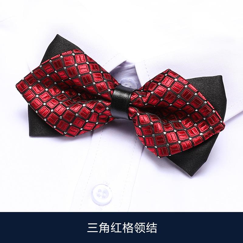 Men'S Bow Tie Best Man Groom Burgundy Solid Color Double Triangle Shirt Wedding Wedding British Korean Edition Bow Women