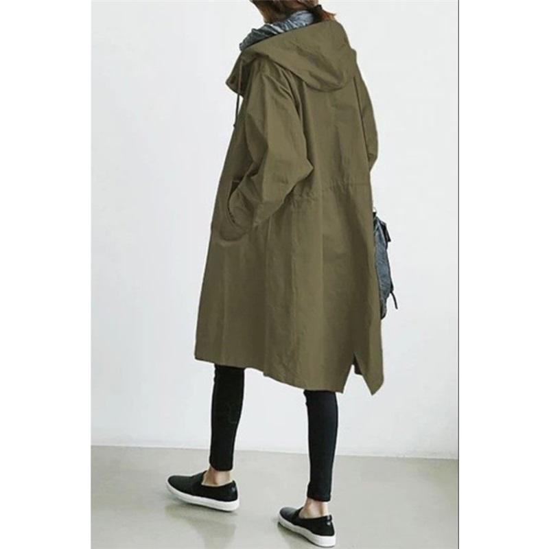 Lässiger Stil Windbreaker Damen Mittellang Kleines Temperament Taille Langarmjacke