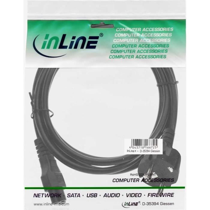 InLine 16656T, 0,3 M, Mâle-Femelle, Prise D'alimentation Type F, Noir