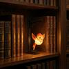 Retro Dark Fantasy Decor Hanging Magic Owl Bird Deer Bookend Lamp, Gothic Metal Bookshelf Light, Magical Lantern for Reading Nook Vintage Library