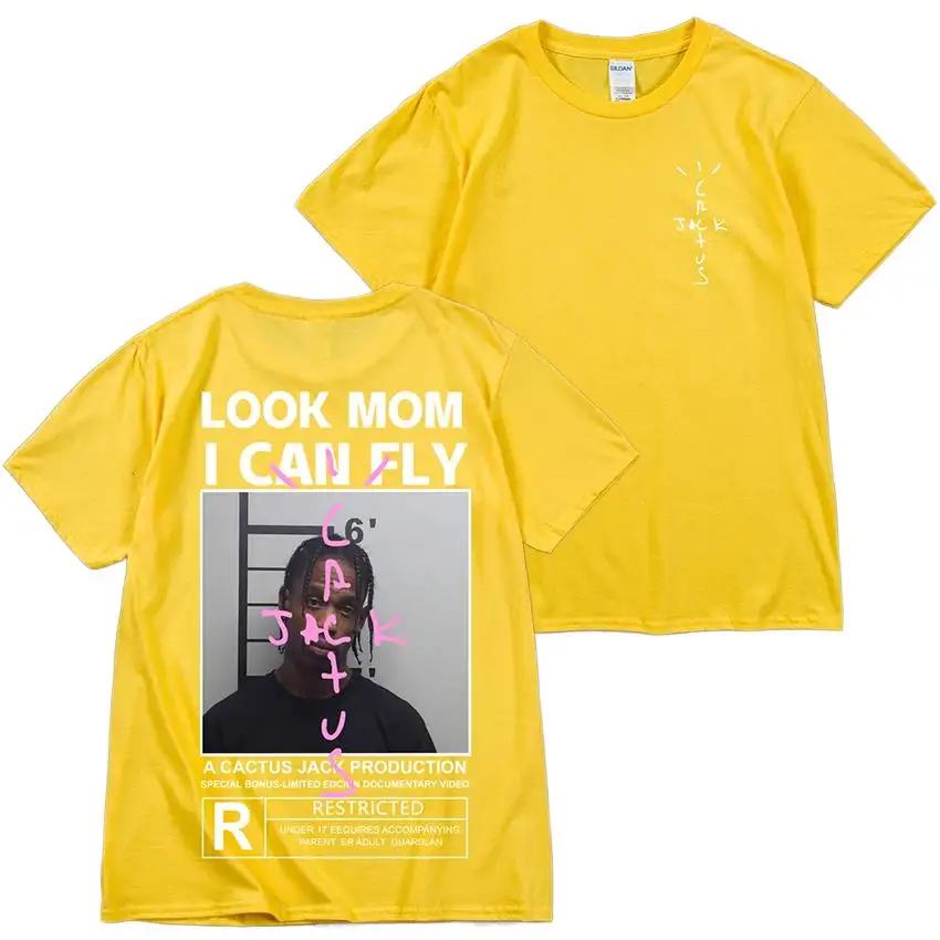 HOT SALE Cactus Jack T-shirt High Quality Cotton Men Women LOOK MOM I CAN FLY Tee ASTROWORLD Hip Hop Short Sleeve Tshirts Tops
