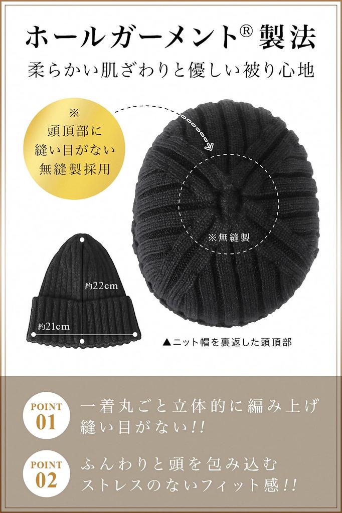[Branze] Men's knitted hat, 100% wool, made in Japan, whole garment, cold weather beanie (Free Size, gray)