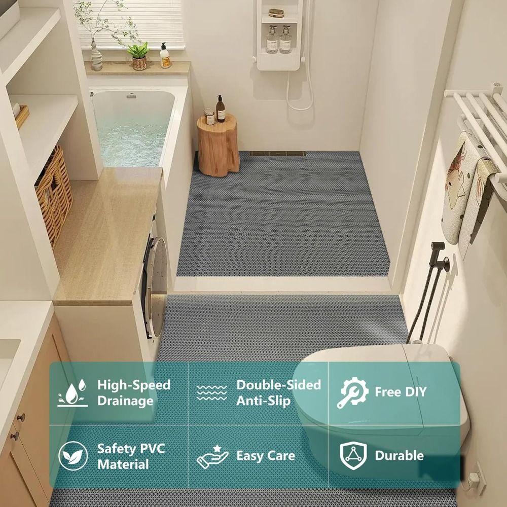 Hollowed Out Floor Mats PVC Drainage Rubber Rug Waterproof Mats  Bathroom Kitchen Swimming Pool