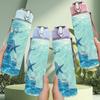 1PC Pastel Blue Ocean Wave Art Print 750ml Color Plastic Sports Water Bottle Leakproof Flip Straw Lid Suitable for Sports Office Home Use