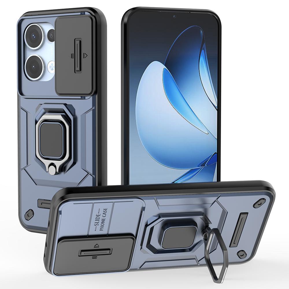 For Oppo Reno13 5G (Global) Case PC+TPU Kickstand Phone Protector with Lens Cover