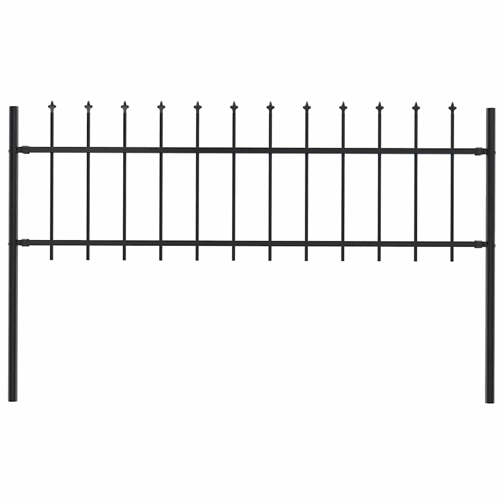 Woerden Garden Fence with Spear Point Design Steel 181 X 60 Cm Black