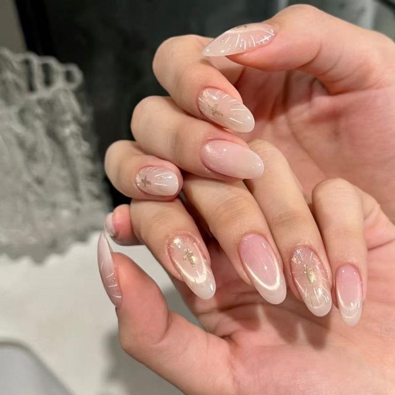 

Holy Light Oracle Cat Eye Sparkle Nail Stickers: Handmade, Pure, and Elegant XS (Small Nail Bed | Petite Choice)