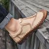 Fashion 2025 Vintage Men Casual Shoes Hand Stitched Leather Soft Bottom Loafers Comfy Breathable Non-Slip Hiking Shoes Plus Size 38-46
