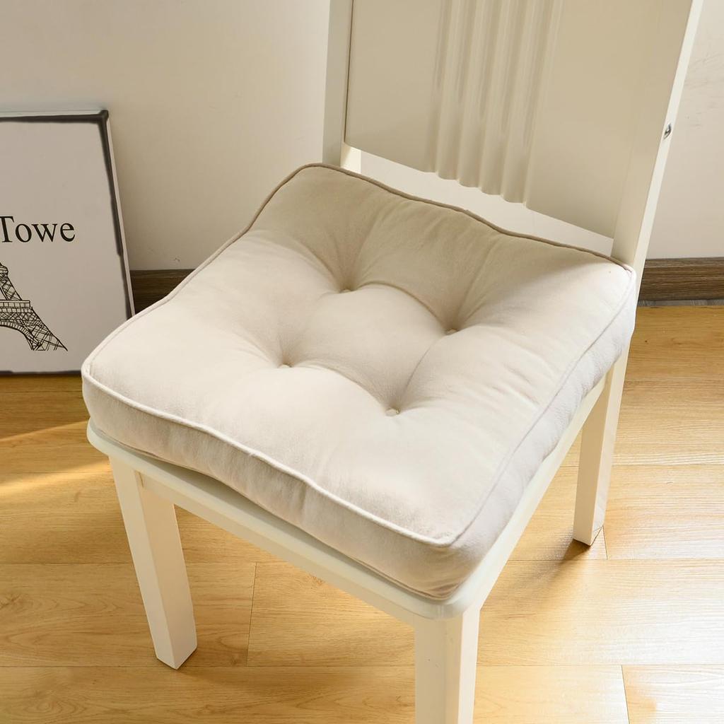 Baibu Home Zabuton Cushion Stylish Cotton Thick 7cm Chair Cushion 40cm Square Zabuton Cute Floor Cushion All Seasons 100%