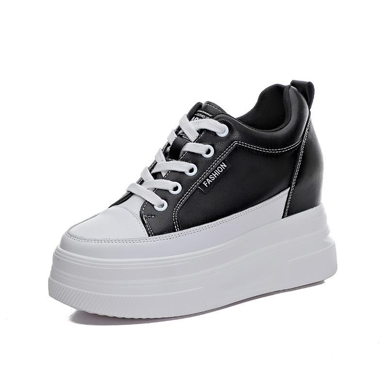 Fashion New Spring  White Hidden Wedge Heels Casual Shoes Woman 10CM Platform Shoes Elevator High-heels Walking Sneakers Women 2025