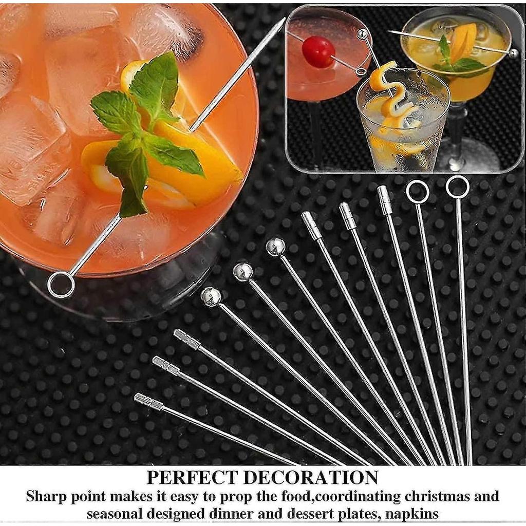 20 Pcs Stainless Steel Cocktail Sticks, Reusable Cocktail Sticks, Metal Cocktail Sticks ,drinks Bbq Holiday Party Cocktail Accessories GuanGuan