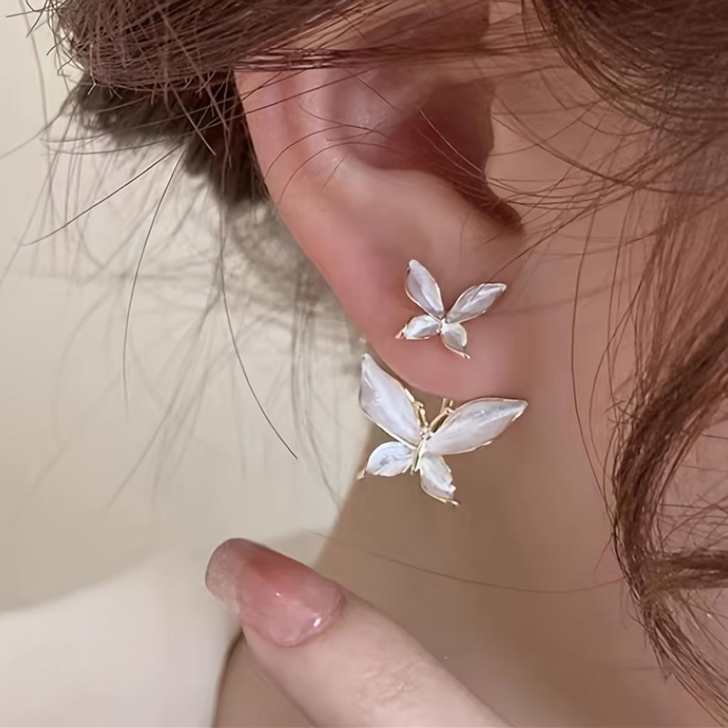 2-in-1 Butterfly Earrings for Women, Convertible Design Dangle Jewelry Stylish Unique Daily Gift