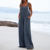 Women's Fashion Casual Loose Pocket Flannel Solid Color Jumpsuit