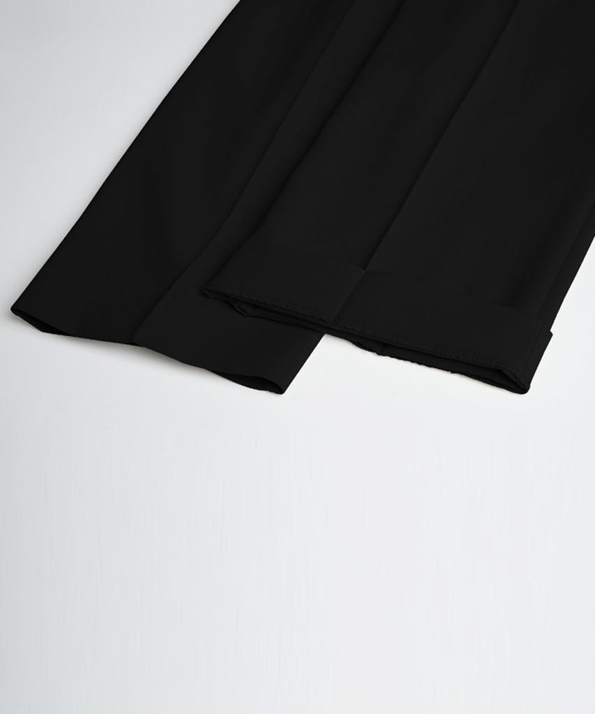 BIRBANTE Belted Double-Pleat Slacks - Black