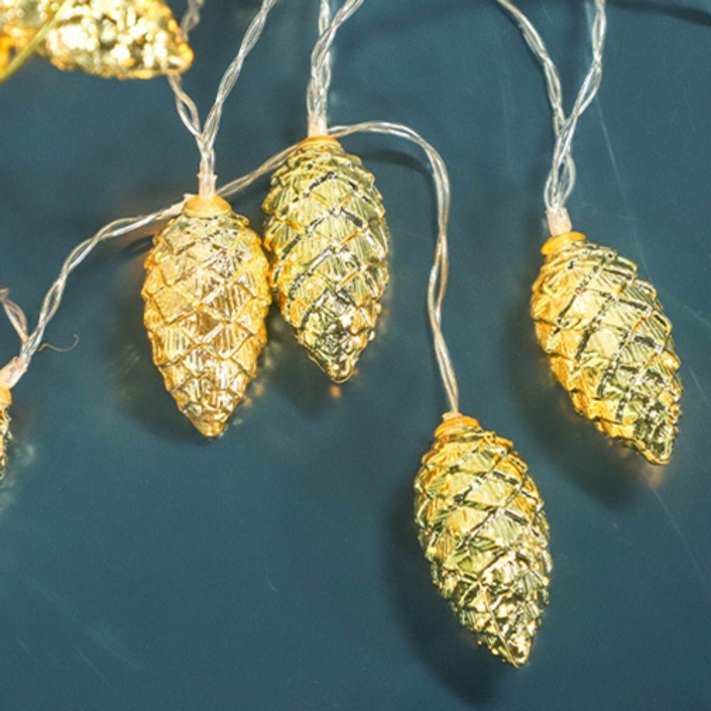 3m 20LED Christmas Decorative Lights Flashing Lights Simulation Pine Cone Light String Secure Portable Decorative Lantern String