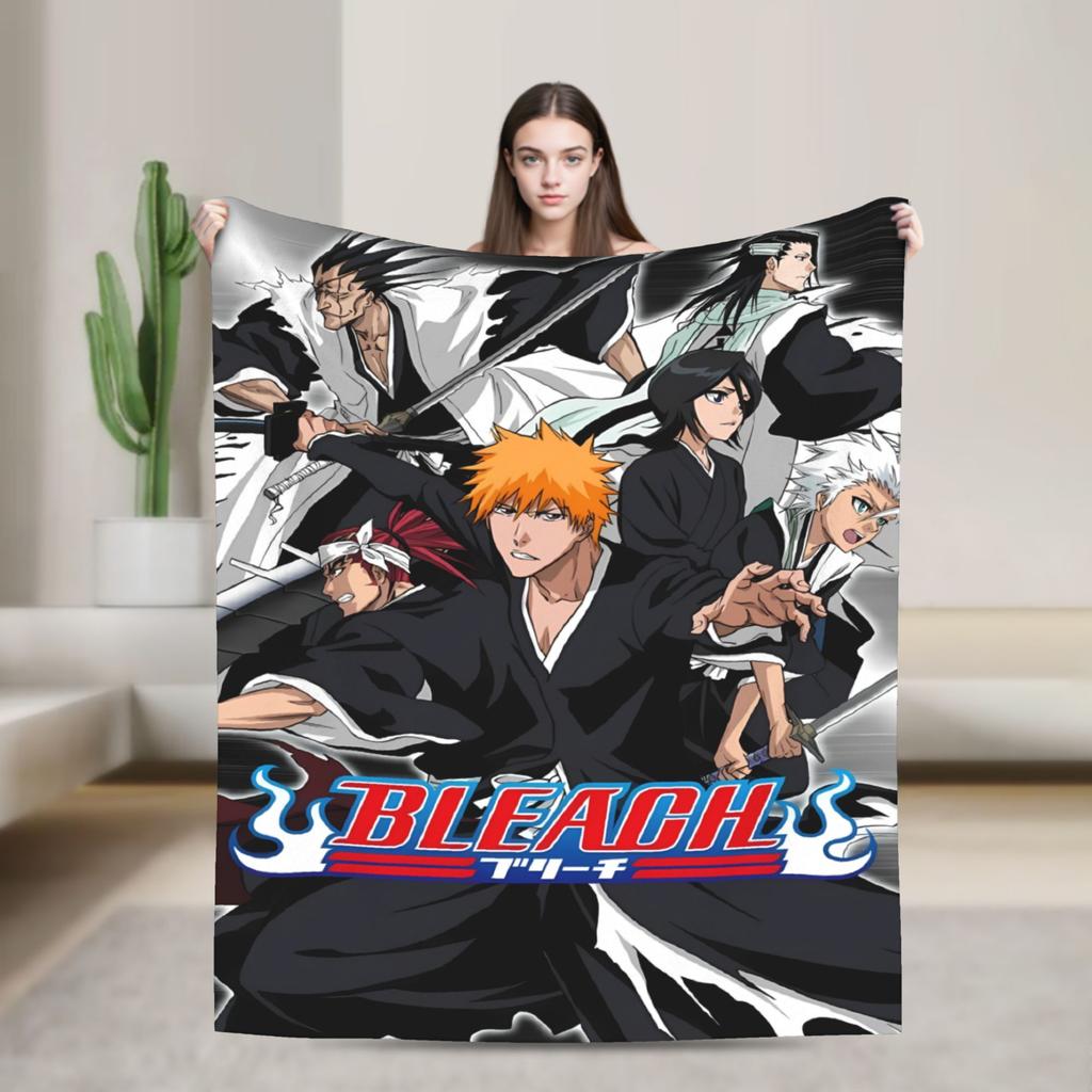 Ichigo Orihime Uryu Blanket Bleached Camping Flannel Throw Blanket For Living Room Super Soft Custom Diy Quality Bedspread Gift