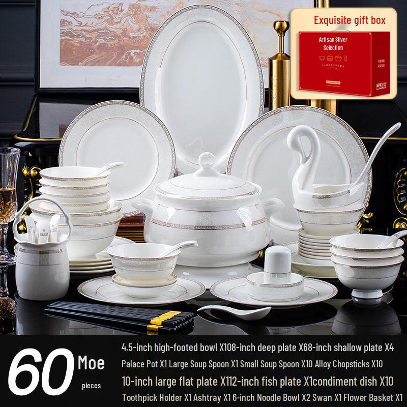 European Style Bone China 60-Piece Dinnerware Set
