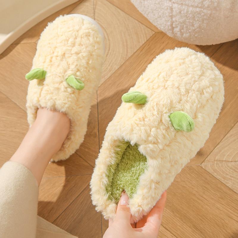 Cartoon Fluffy Shoes Outer Wear Autumn and Winter Indoor Home Couple Warm Velvet Cotton Slippers Outdoor Shoes