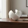 Abstract Tabletop Sculpture Modern Curved Smooth Exteriors for Shelf White