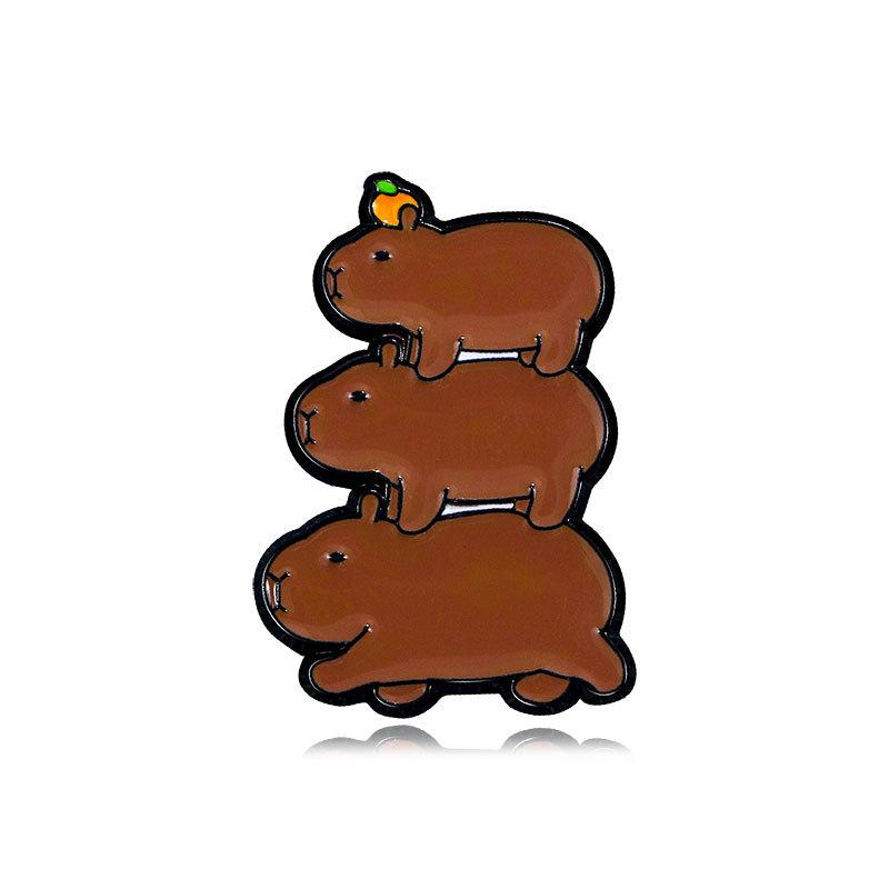 Cartoon Kapibara Brooch Cute Animal Shaped Capybara Badge Accessories Clothing Hat Metal Badge