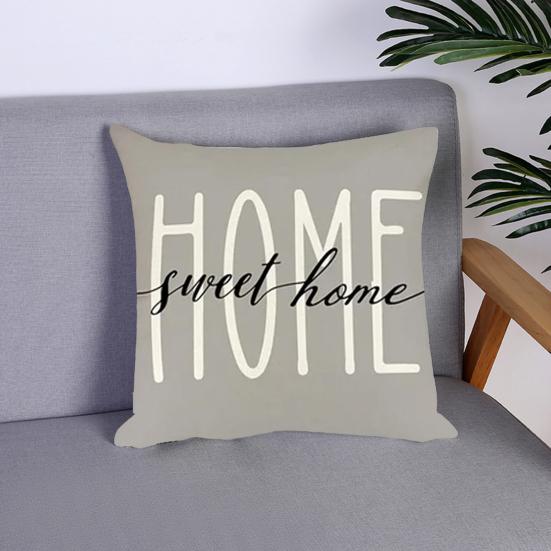 45x45CM Square Pillow Case Natural Plant Fashion Letter Print Modern Zipper Linen