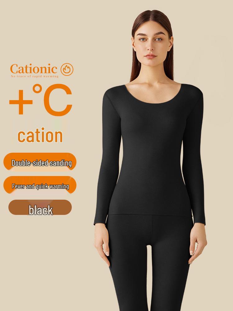 Women's Seamless Thermal Underwear Set - Round Neck, Autumn/Winter Warmth