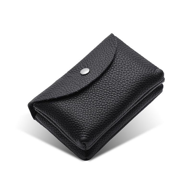 New Mini Genuine Leather Coin Purse for Women, First-Layer Cowhide, Compact Cover-Style Wallet, Litchi Texture Soft Leather Coin Bag