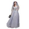 Halloween Costume Women Ghost Bride Dress Cosplay Outfit With Headpiece Vintage Ethnic Style