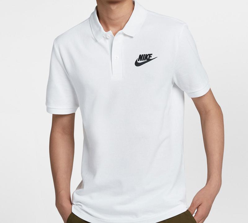 Nike Polo Shirts Men's White Polo Collar Moderate Straight Fit CN8765-100