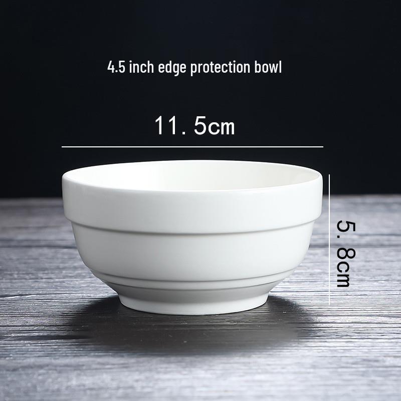 Pure White Ceramic Rim Bowl for Home, Restaurant, Hotel - Ideal for Rice, Congee, Soup, Noodles